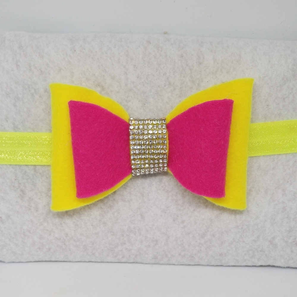 Baby bow headband Yellow and Pink